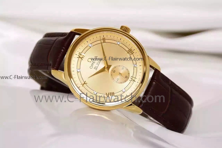 Replica Omega De Ville Gold Case Gold Dial Replica Watch
